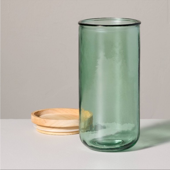 Sold Out Hearth & Hand Tinted Glass Kitchen Storage Jar w/ Wood Lid Green NWT - Picture 4 of 4